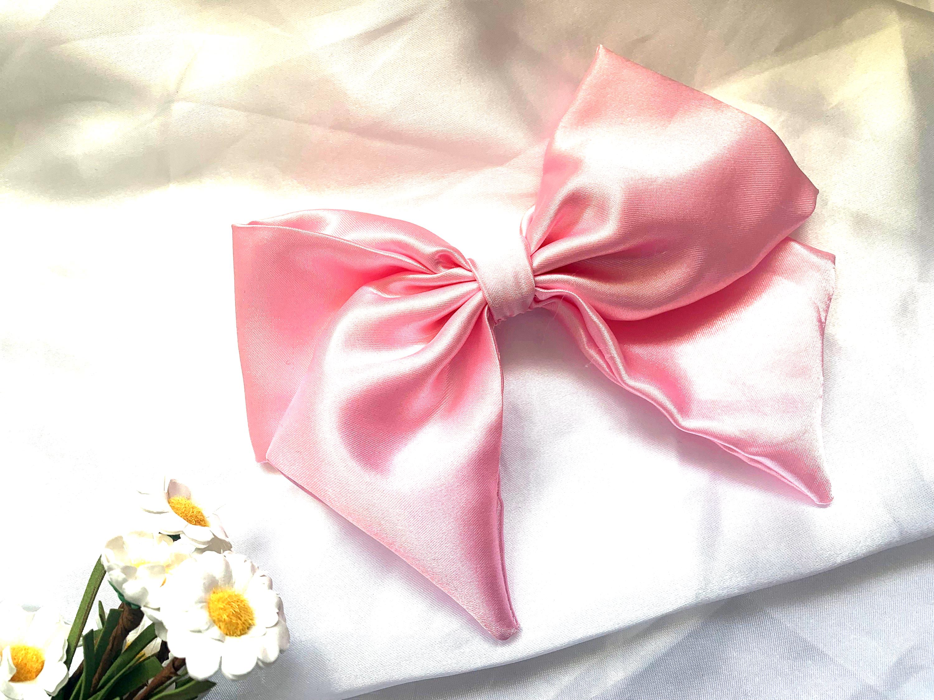 Pink Satin Hair Bow Clip, Fashion Hair Accessories Women