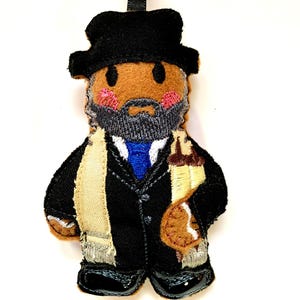 Hanukkah hanging ornaments, Rabbi felt gingerbread man, Jewish decoration.