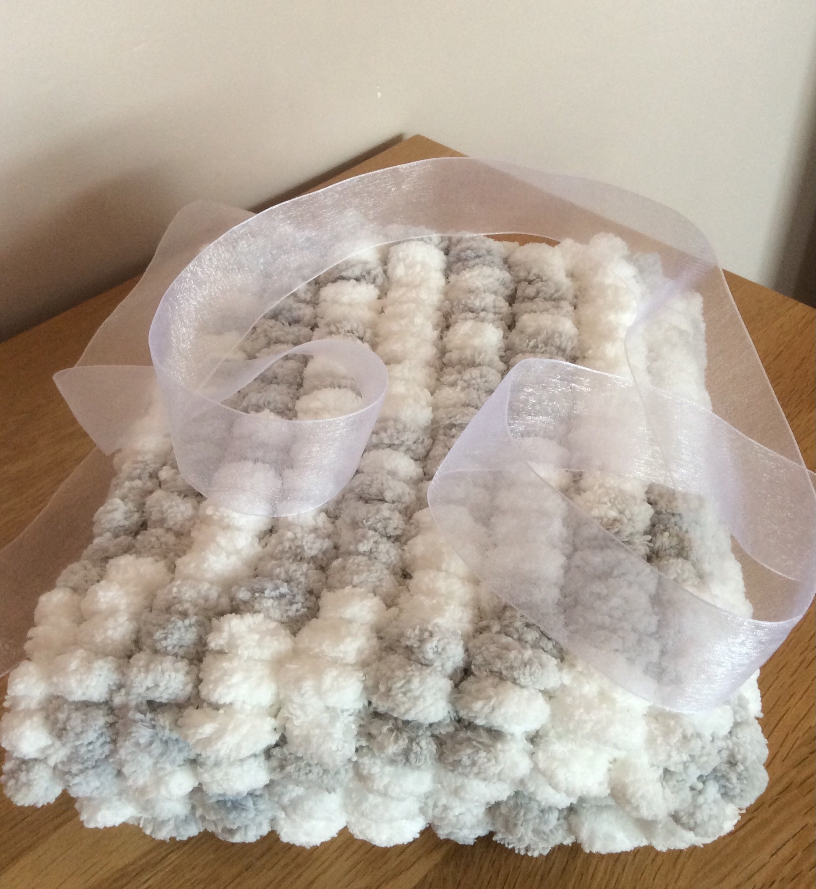 Baby Blanket Cover for Pram. Hand Knitted Pom Pom Wool Etsy UK