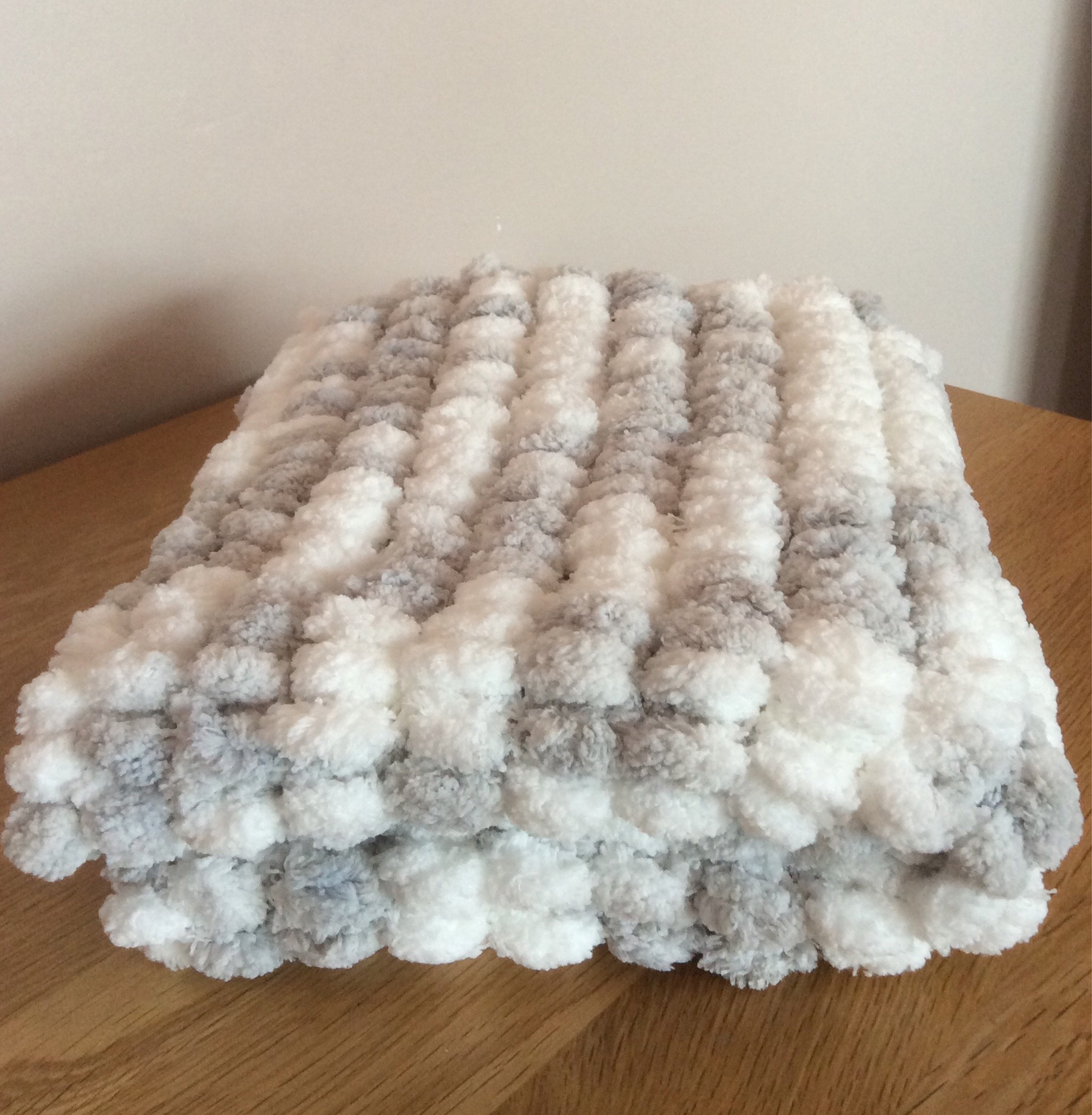 Baby Blanket Cover for Pram. Hand Knitted Pom Pom Wool Etsy UK