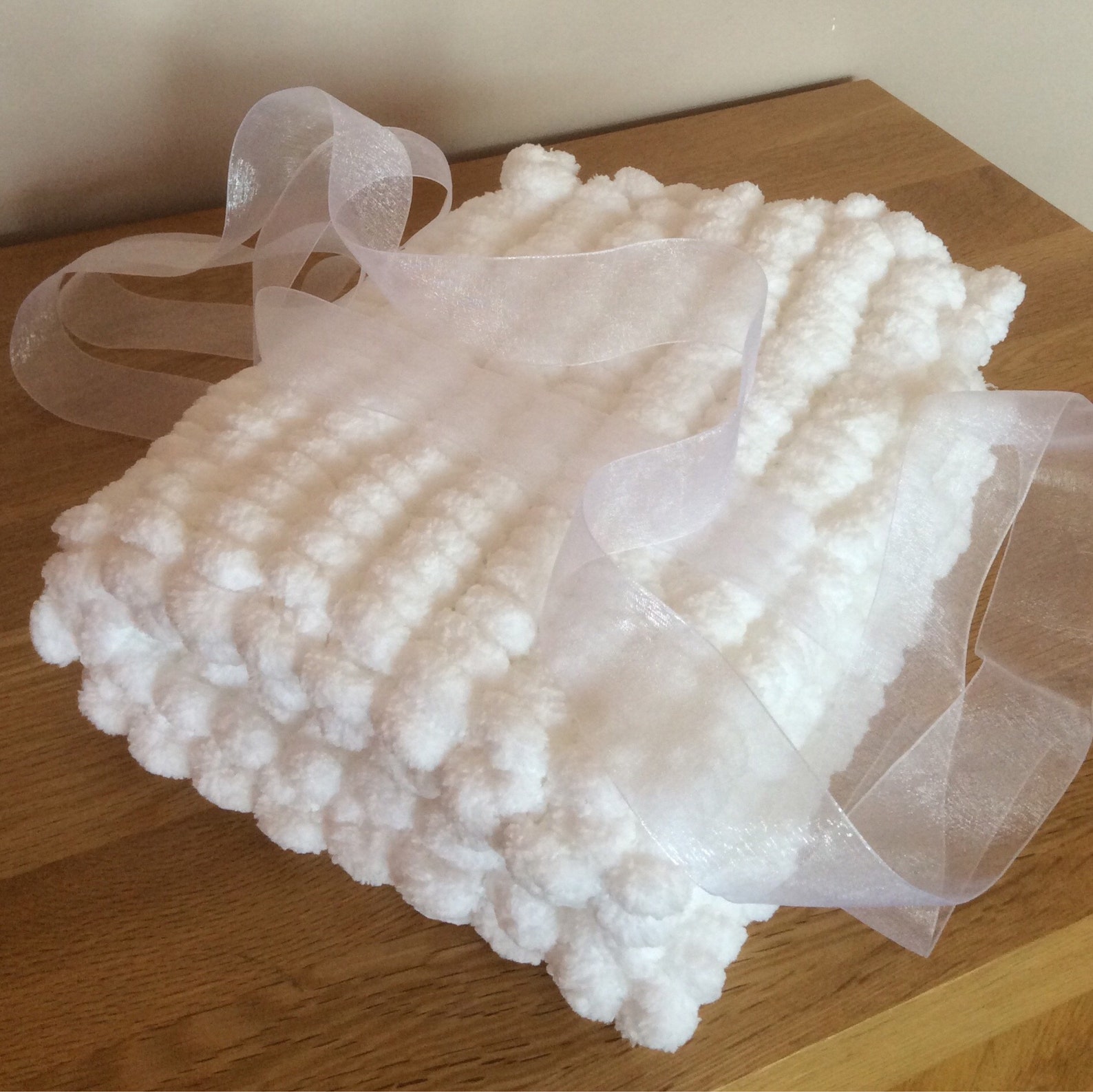 Baby Blanket Hand Knitted Pom Pom Wool Chunky knit Pram or Etsy