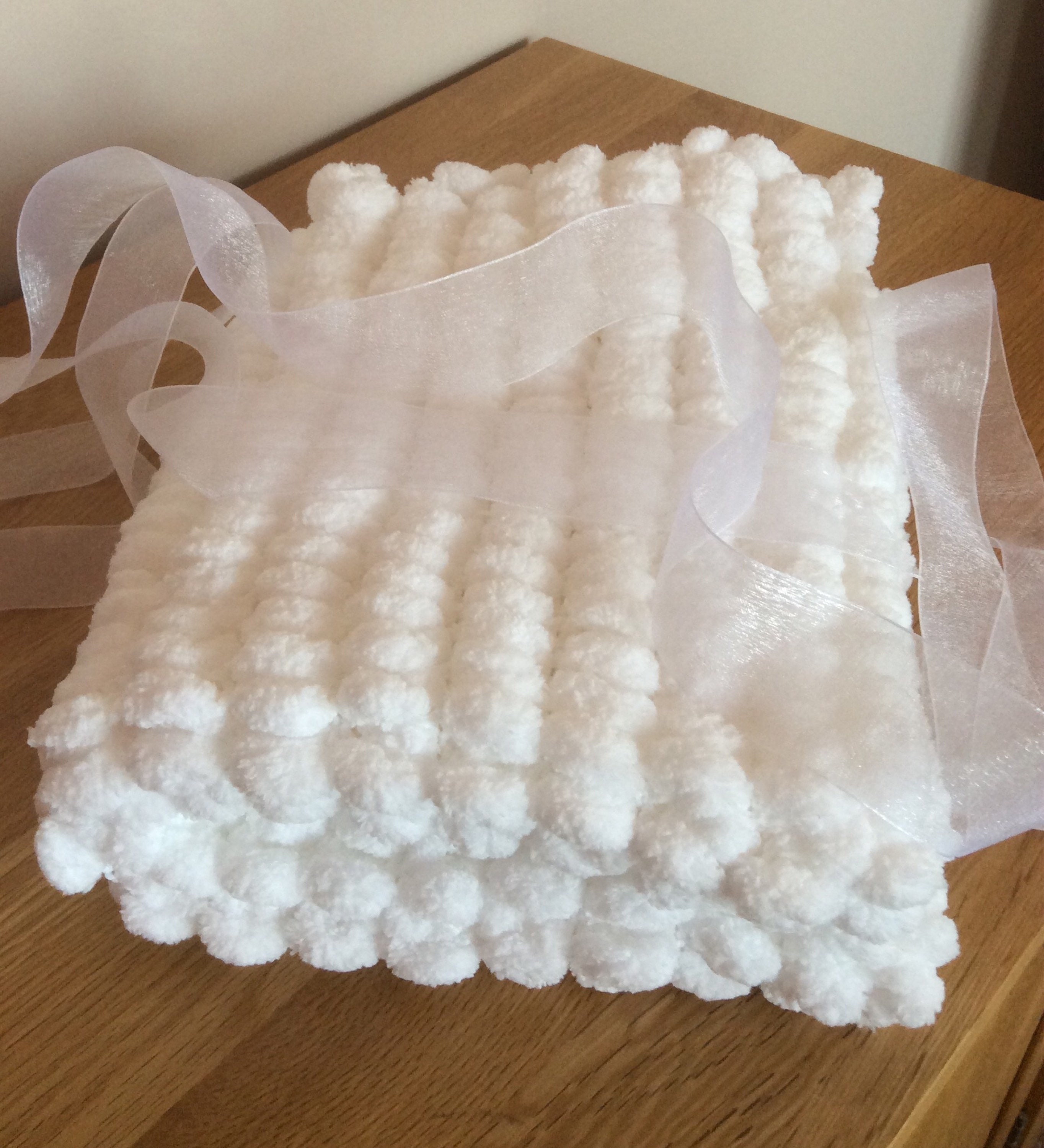 Baby Blanket Cover Pram Hand Knitted Gift for New Mum Pom Etsy UK