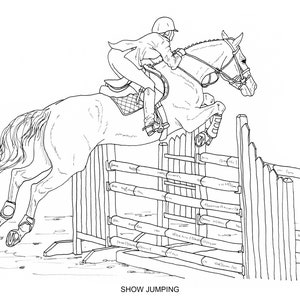 PRINTABLE set of 8 English riding coloring pages - Digital download