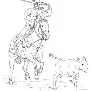 PRINTABLE set of 10 Western riding coloring pages Digital download image 4