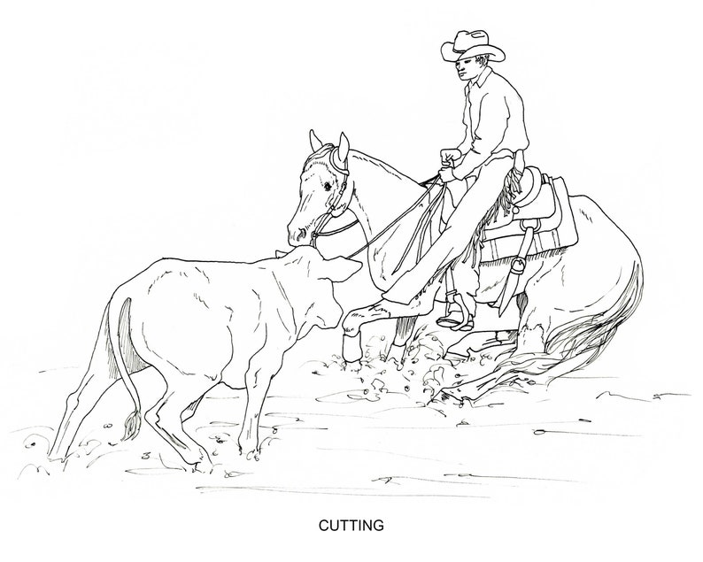 PRINTABLE set of 10 Western riding coloring pages Digital download image 6