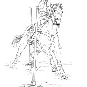 PRINTABLE set of 10 Western riding coloring pages Digital download image 9