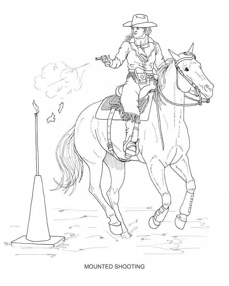 PRINTABLE set of 10 Western riding coloring pages Digital download image 8
