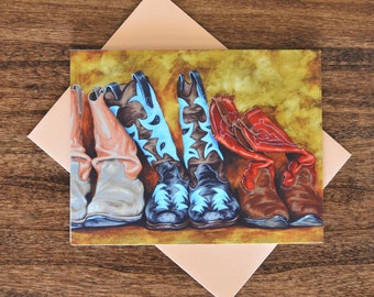 Western boot note card "Lean on Me"