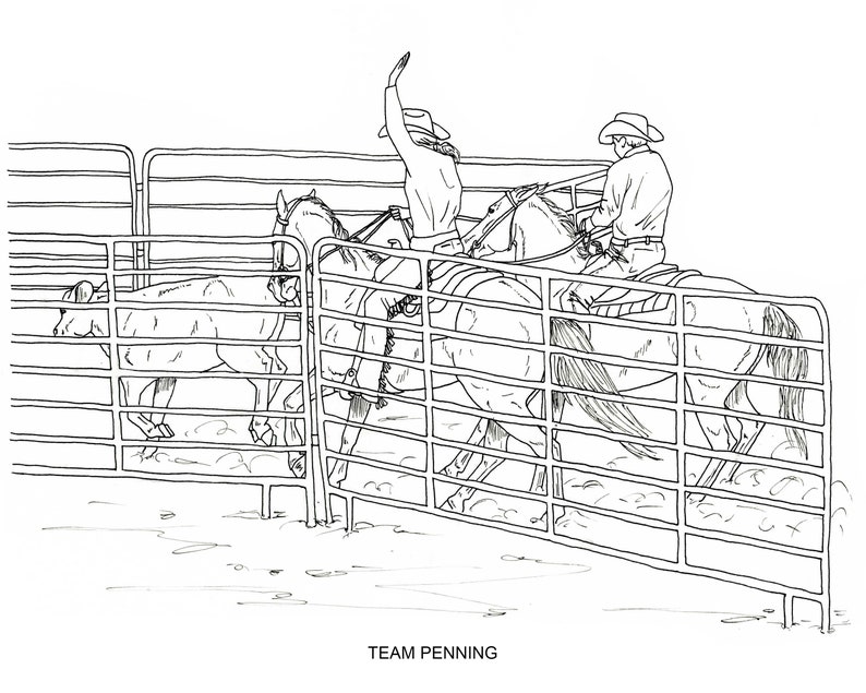 PRINTABLE set of 10 Western riding coloring pages Digital download image 7