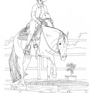 PRINTABLE set of 10 Western riding coloring pages Digital download image 1