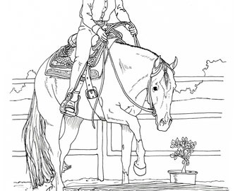 PRINTABLE set of 10 Western riding coloring pages - Digital download