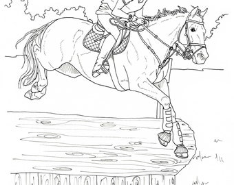 Realistic Horse Jumping Coloring Pages