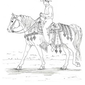 PRINTABLE set of 10 Western riding coloring pages Digital download image 10