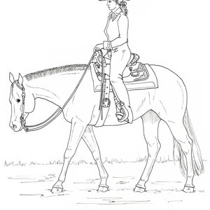 PRINTABLE set of 10 Western riding coloring pages Digital download image 3