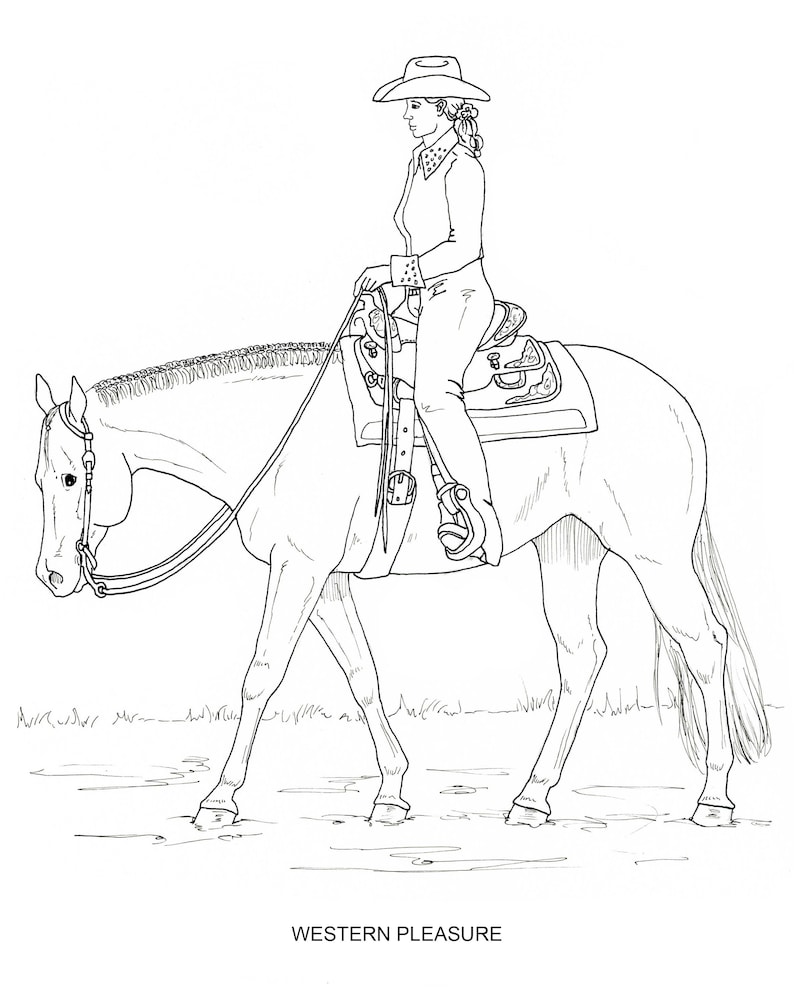 PRINTABLE set of 10 Western riding coloring pages Digital download image 3