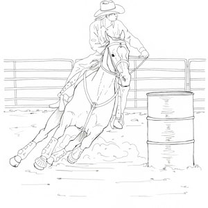PRINTABLE set of 10 Western riding coloring pages Digital download image 5