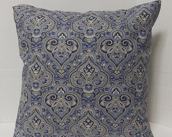 Indigo Paisley Pillow Cover Accent Pillow Cover Throw Pillow Cover By P Kaufmann 20" x 20"