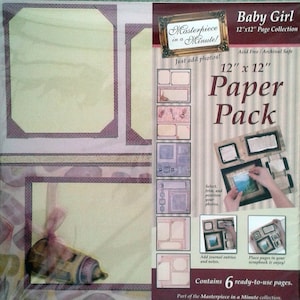 Brand New 12 x 12 Scrapbook Baby Girl Page Collection 12x12 Girl Scrapbook Page, 12x12 Premade Scrapbook page, Girl Page Kit