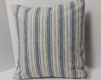 Blue Stripe Throw Pillow Cover: Brunswick Denim, Modern Accent Pillow