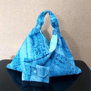Japanese Origami Bag – with Matching Pouch Minimalist Origami Tote, Fabric Handbag, Eco-Friendly Reusable Purse