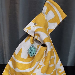 Handmade Japanese Knot Bag, Knitting Bag, Project Bag, Knot Bag, Wrist bag