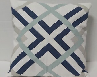 Navy Blue Geometric Pillow Cover: Modern Farmhouse Accent