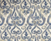 Richloom Lascaux Printed Cotton Linen Drapery Fabric in Bluestone