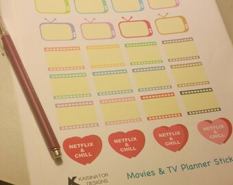 TV & Movies Planner Stickers - Instant PDF Download