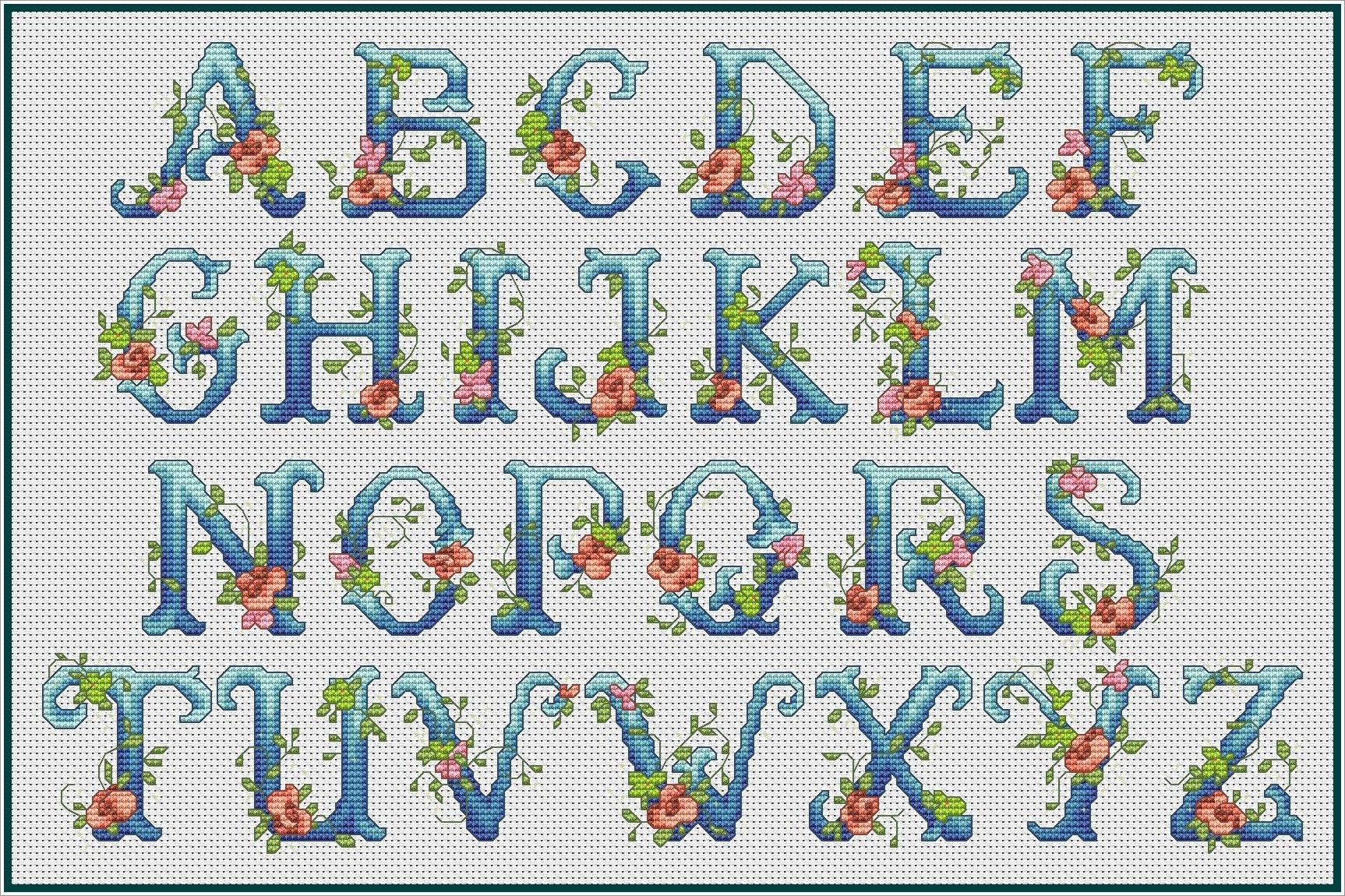 Alphabet Xstitch Chart Floral Letter A Cross Stitch Pattern Instant Cross Stitch Digital Download Monogram Letter Counted Cross Stitch