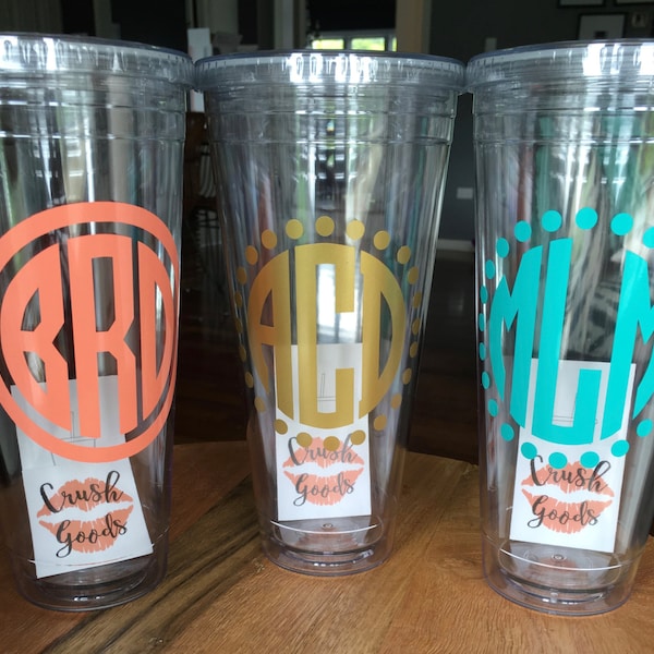 32 oz Personalized Straw Tumbler - double-walled monogrammed cup