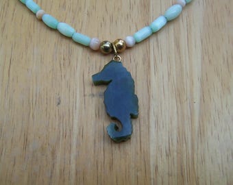 Jade Seahorse Necklace 21.5"