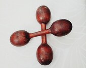 Wright and Ditson Antique Dumbbells One Pound Maple Wood Primitive Weights Vintage Fitness Equipment Collectable Sporting Goods Rustic Decor