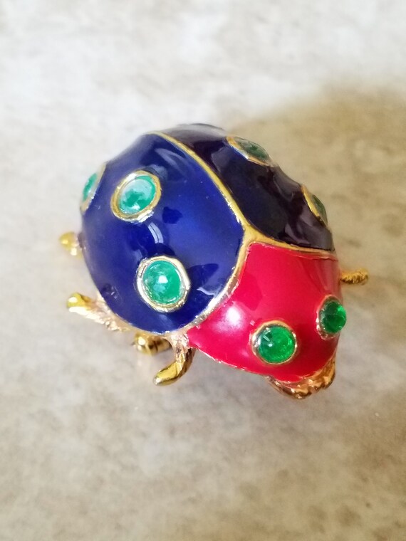 Vintage Kenneth Jay Lane Ladybug Brooch, 1960s En… - image 1