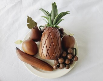 Wood Fruit Pieces Ozark Walnutware Centerpieces Wood Fruit Bowl Vintage Natural Decor Rustic Nature Inspired Design Organic Decor