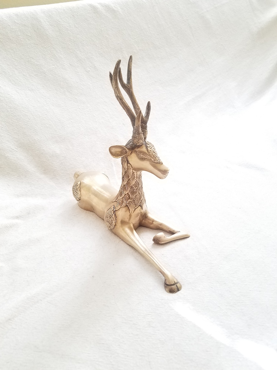 Golden Brass Elk Figurine Large Unique One Foot Long Vintage Etsy
