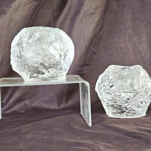 Portavelas Crystal Snowball Kosta Boda, candelabro grande de cristal para velas votivas de Ann Warff, diseño escandinavo, decoración vintage de mediados de siglo, estilo hygge.