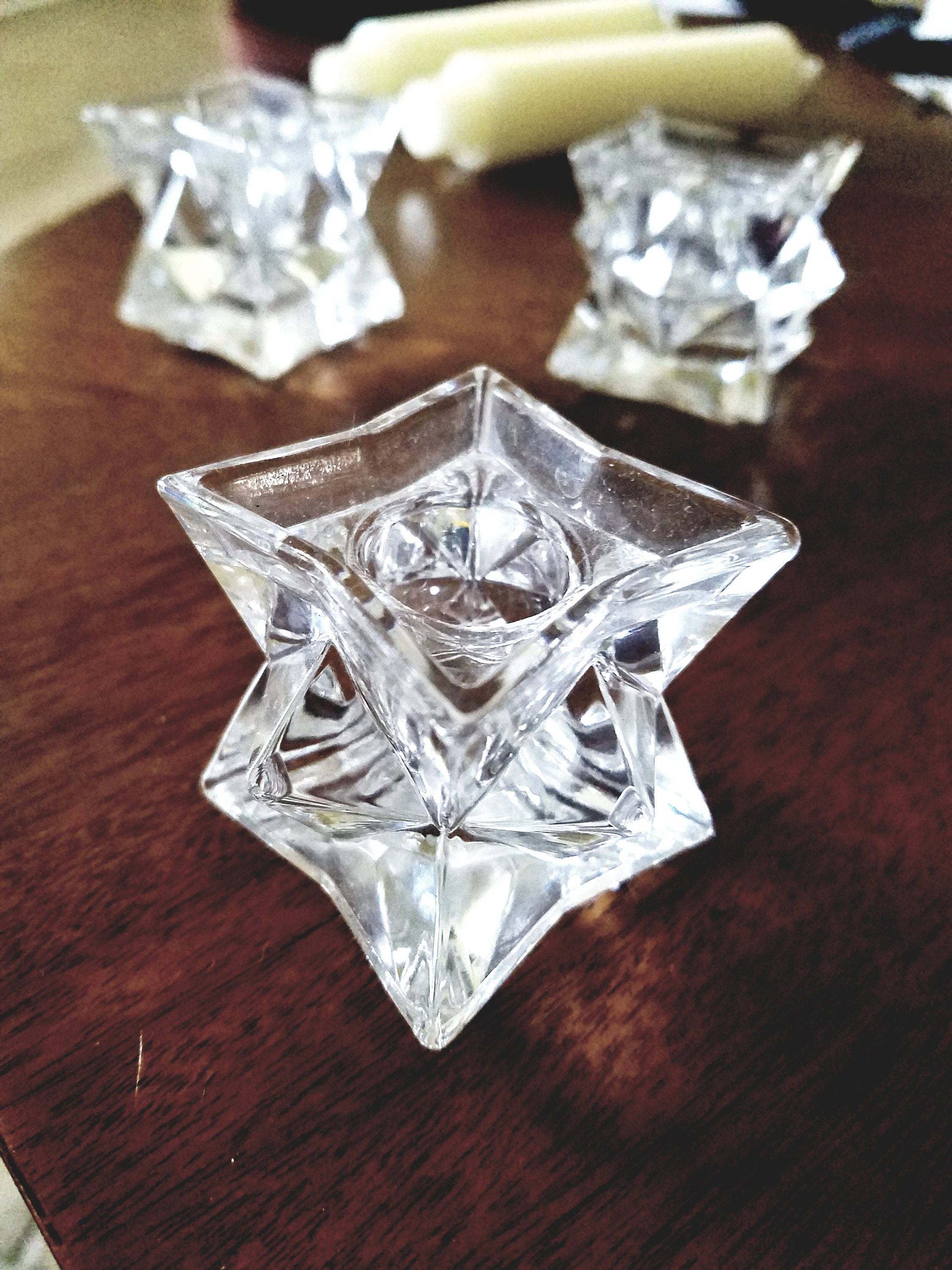 Crystal Star Candle Holders Vintage Set de 3 Michael C Fina Etsy España