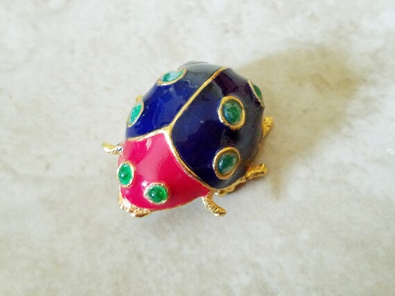Vintage Kenneth Jay Lane Ladybug Brooch, 1960s En… - image 7