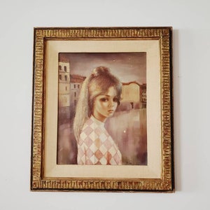 Vintage M Medeiros Framed Jacky Boy Big Eye Print - Etsy 日本