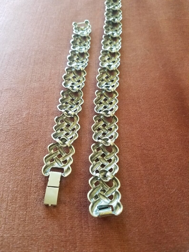 Silvertone Jewelry Set Chain Link Necklace and Bracelet Vintage Costume Jewelry Large Double Link Choker Collar Statement Silver Tone