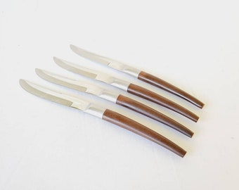 Ekco Eterna Canoe Muffin Steak Knives, Faux Rosewood, Set of 4