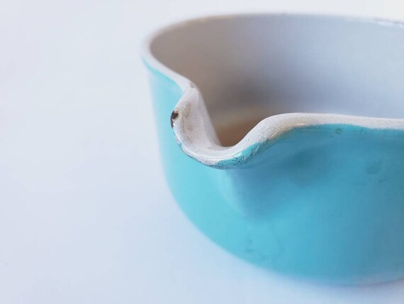 Vintage Le Creuset Saucier Pot #14, Paris Blue Enameled Cast Iron