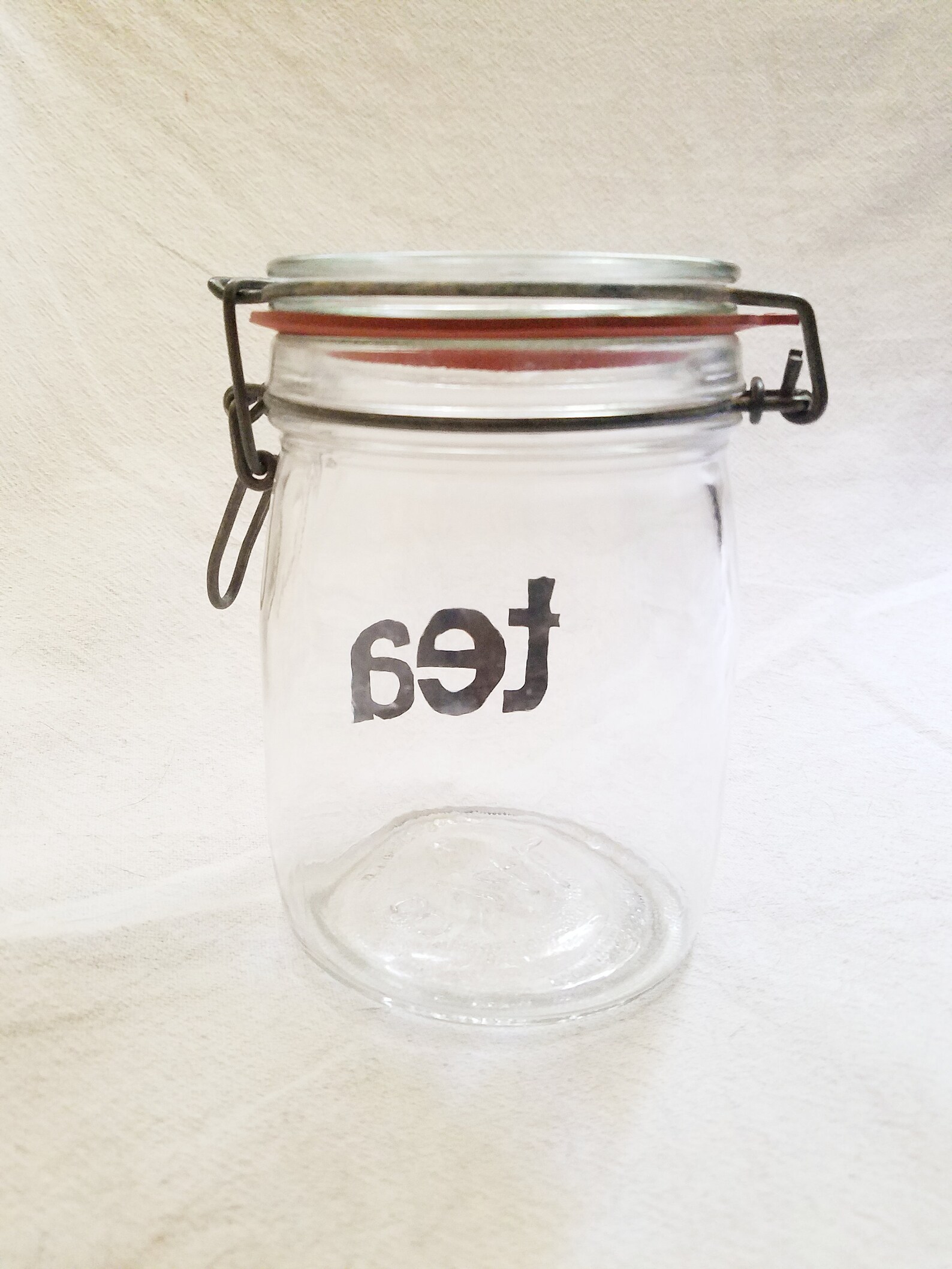 Glass Tea Storage Container Canister Vintage 1970s Typography Etsy