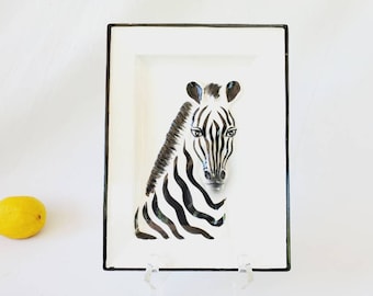 Fitz and Floyd Zebra Vide Poche Tray Vintage 1975 Catch All Accent Animal Decor Pocket Change Dish Trinket Dish Valet 1970s Jungle Decor