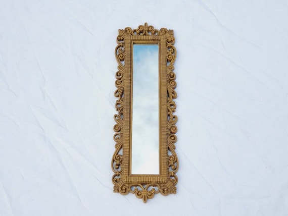 Lightweight Golden Brown Wicker Accent Mirror 21 Inches Home Decor Ready to Hang Framed Long Rectangular Versatile Vertical