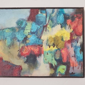 Mid Century Mood Abstract Painting Original One of a Kind Framed Ready to Hang Textured Art Abstract Expressionism