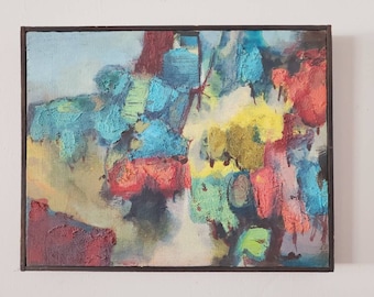 Mid Century Abstract Expressionism Painting, Framed Textured Art