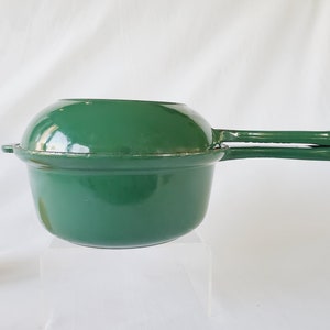 Le Creuset Multifunction Pan 2 in 1 Skillet & Pot #18 Frying Pan Saucepan Lidded Pot 2 QT Made in France Cookware 1970s Rare Forest Green