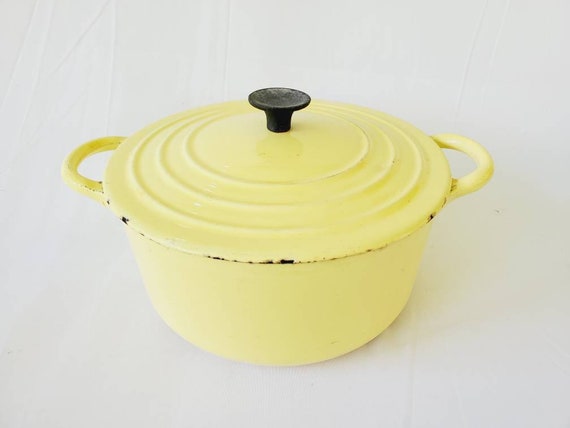 1950s Elysees Yellow Le Creuset Dutch Oven Lidded Pot 2 Qts