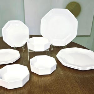 Service de vaisselle Arcoroc Octime blanc, verres à lait français pour 4 personnes, vintage 1980